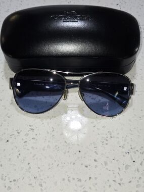 Coach Aviator Sunglasses in Blue with Blue Lenses